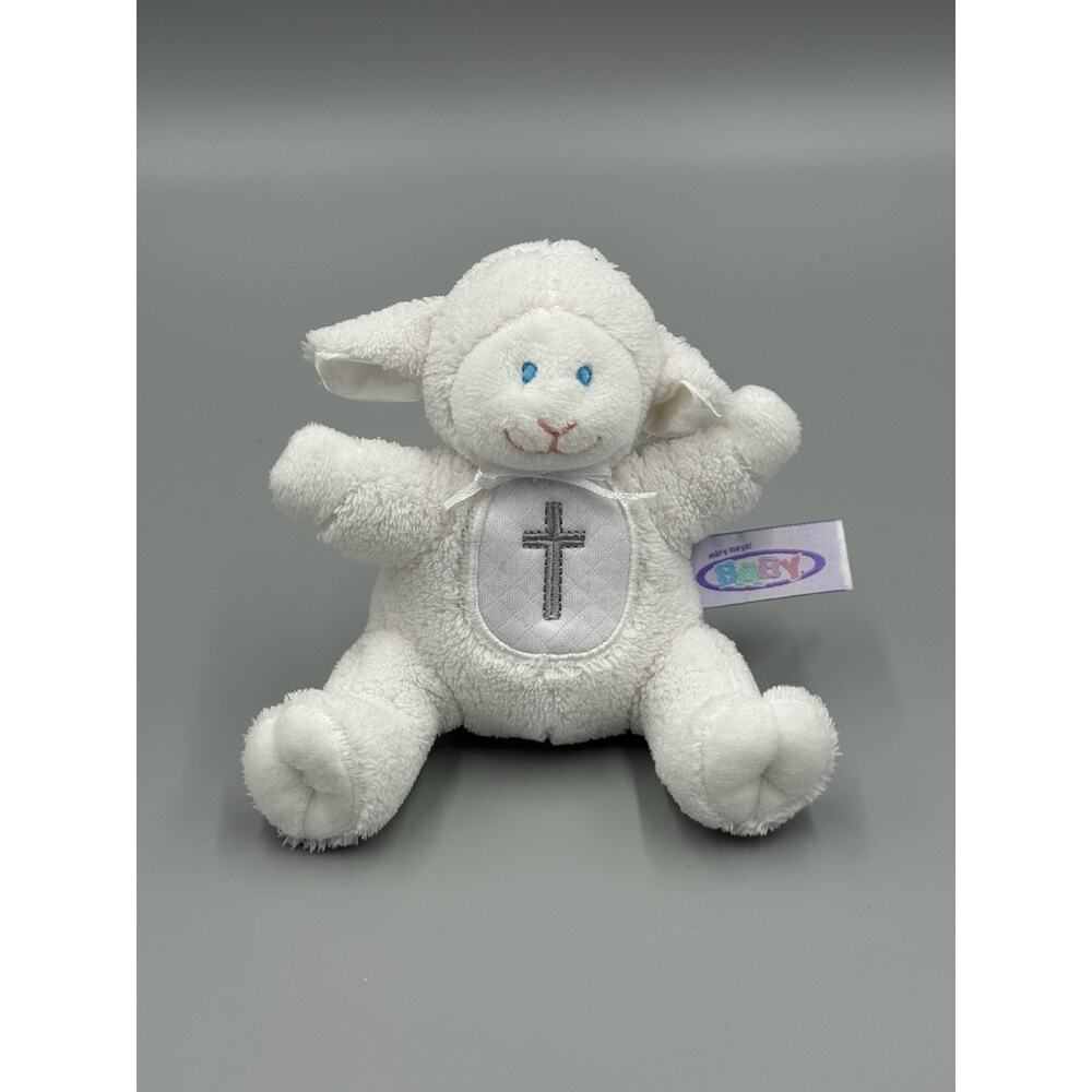 Mary Meyer Baby Lamb Soft Plush Rattle Cross On Tummy‎ Small 6” Stuffed Animal